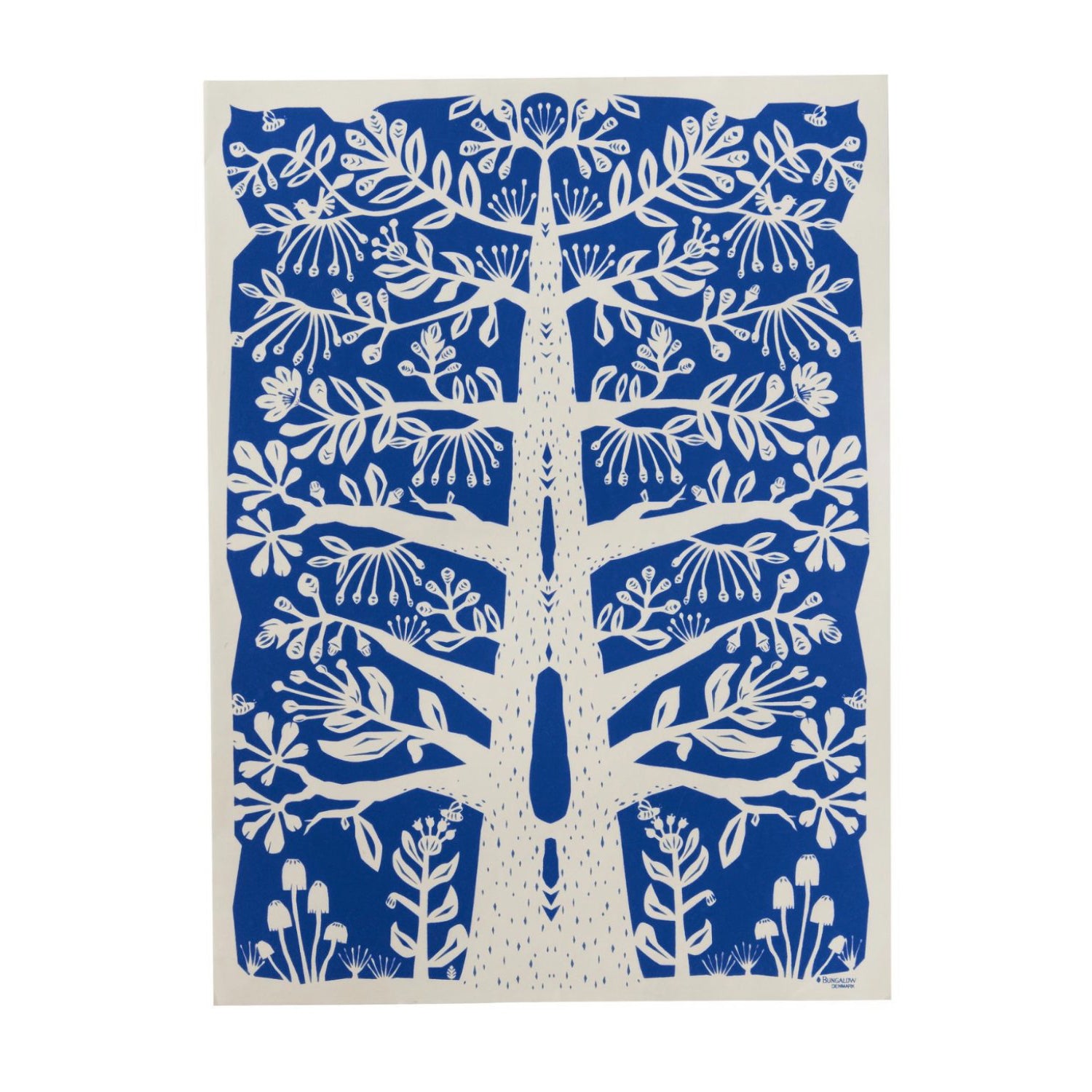 'Papercut Tree' Indigo Print on Handmade Cotton Paper