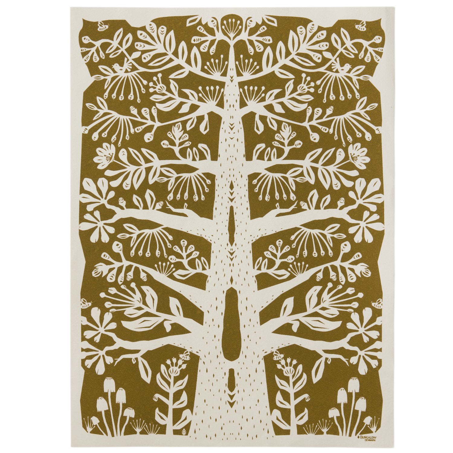 'Papercut Tree' Sage Print on Handmade Cotton Paper