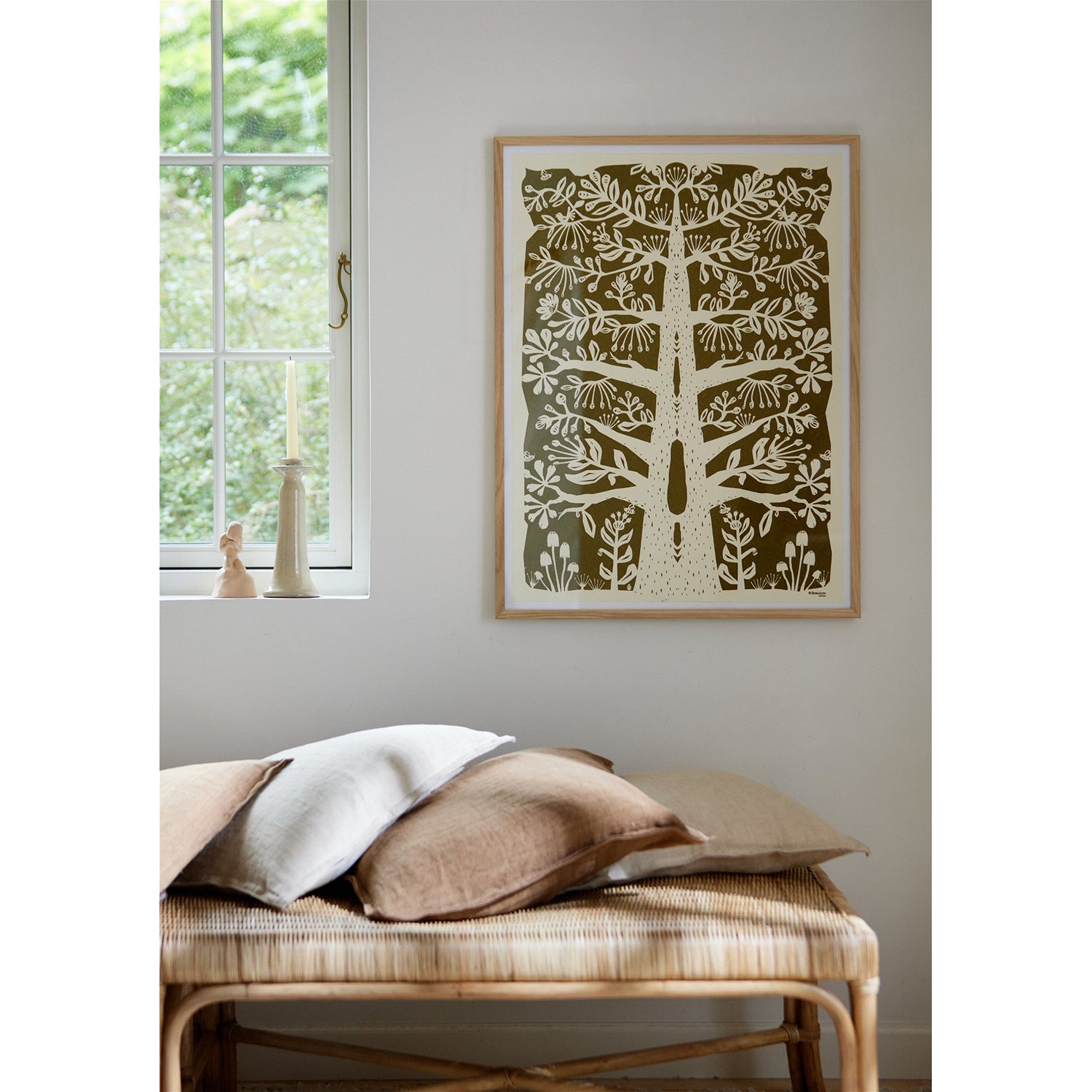 'Papercut Tree' Sage Print on Handmade Cotton Paper